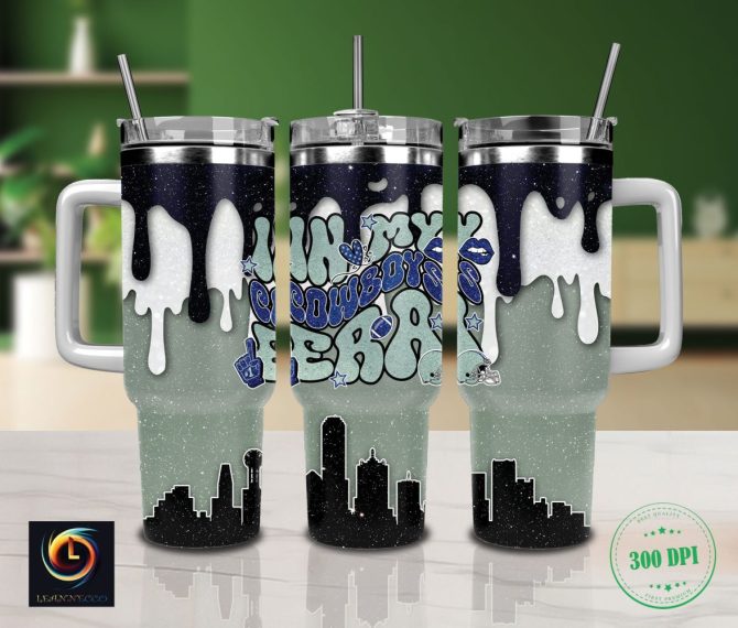 Dallas Cowboys Nfl Glitter Custom Stanley Quencher 40Oz Stainless Steel Tumbler With Handle