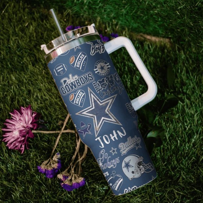 Dallas Cowboys Nfl Custom Stanley Quencher 40Oz Stainless Steel Tumbler With Handle - Image 3