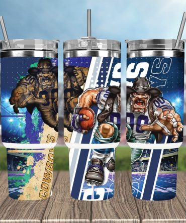 Dallas Cowboys Nfl Mascot Custom Stanley Quencher 40Oz Stainless Steel Tumbler With Handle