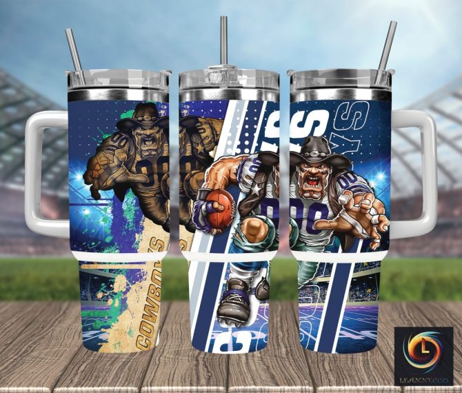 Dallas Cowboys Nfl Mascot Custom Stanley Quencher 40Oz Stainless Steel Tumbler With Handle