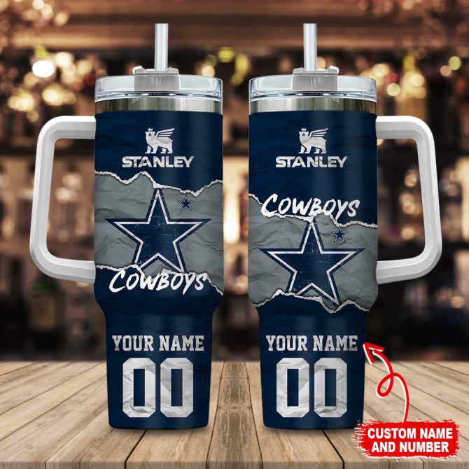 Dallas Cowboys Nfl Custom Stanley Quencher 40Oz Stainless Steel Tumbler With Handle
