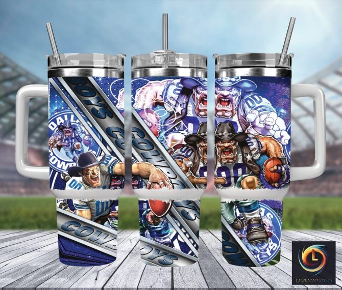 Dallas Cowboys Nfl Mascot Custom Stanley Quencher 40Oz Stainless Steel Tumbler With Handle