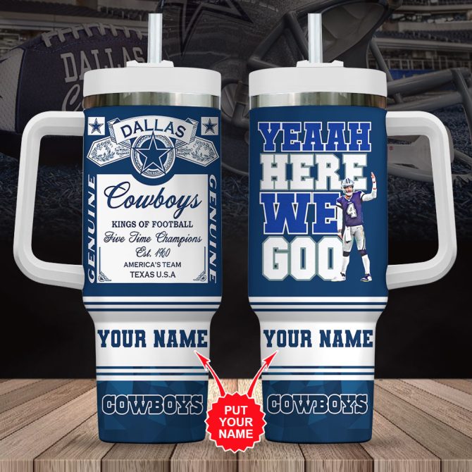 Dallas Cowboys Nfl Custom Stanley Quencher 40Oz Stainless Steel Tumbler With Handle