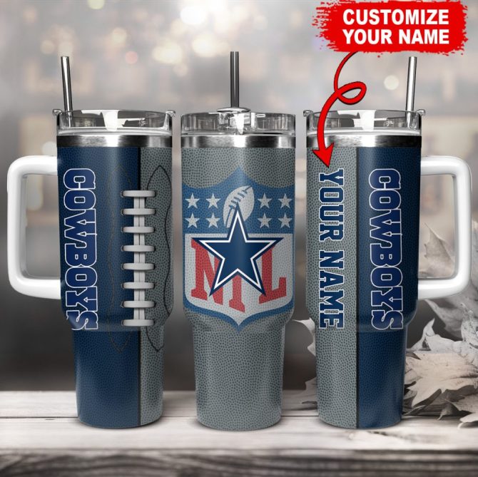 Dallas Cowboys Nfl Custom Stanley Quencher 40Oz Stainless Steel Tumbler With Handle