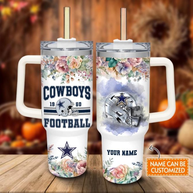 Dallas Cowboys Nfl Custom Stanley Quencher 40Oz Stainless Steel Tumbler With Handle