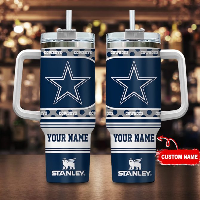 Dallas Cowboys Nfl Custom Stanley Quencher 40Oz Stainless Steel Tumbler With Handle