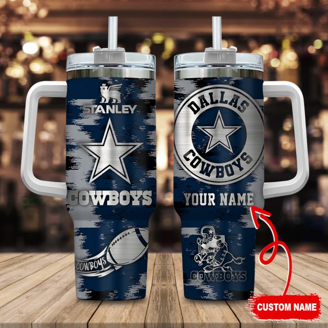 Dallas Cowboys Nfl Custom Stanley Quencher 40Oz Stainless Steel Tumbler With Handle