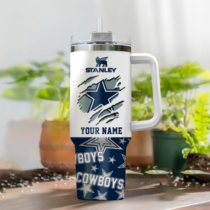 Dallas Cowboys Nfl Custom Stanley Quencher 40Oz Stainless Steel Tumbler With Handle - Image 2