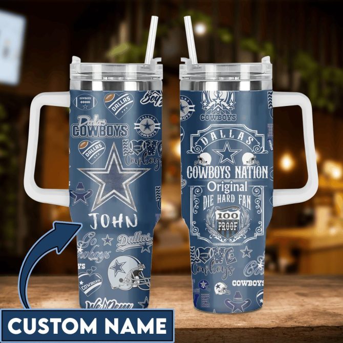 Dallas Cowboys Nfl Custom Stanley Quencher 40Oz Stainless Steel Tumbler With Handle