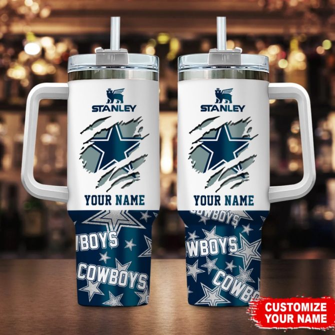Dallas Cowboys Nfl Custom Stanley Quencher 40Oz Stainless Steel Tumbler With Handle