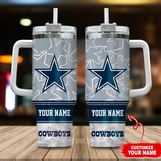 Dallas Cowboys Nfl Custom Stanley Quencher 40Oz Stainless Steel Tumbler With Handle