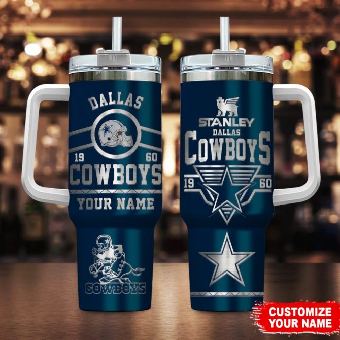 Dallas Cowboys Nfl Custom Stanley Quencher 40Oz Stainless Steel Tumbler With Handle