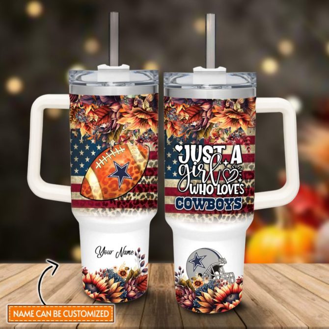 Dallas Cowboys Nfl Custom Stanley Quencher 40Oz Stainless Steel Tumbler With Handle
