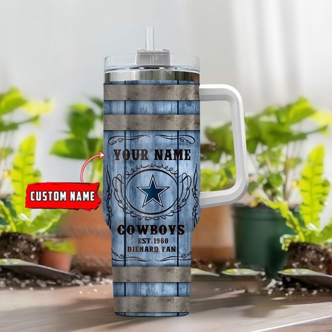 Dallas Cowboys Nfl Diehard Fan Custom Stanley Quencher 40Oz Stainless Steel Tumbler With Handle - Image 4