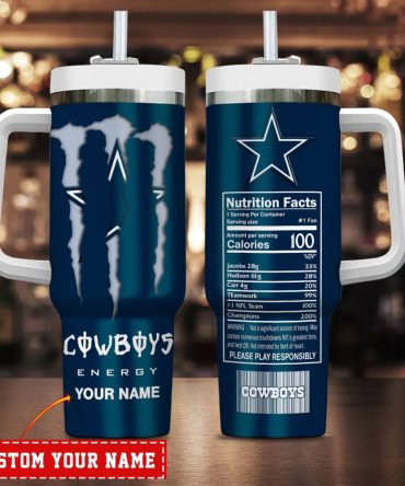 Dallas Cowboys Nfl Energy Nutrition Facts Custom Stanley Quencher 40Oz Stainless Steel Tumbler With Handle