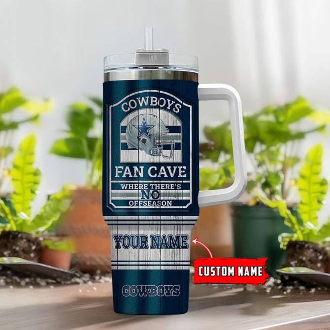 Dallas Cowboys Nfl Fan Cave Custom Stanley Quencher 40Oz Stainless Steel Tumbler With Handle - Image 2