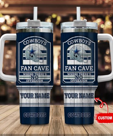 Dallas Cowboys Nfl Fan Cave Custom Stanley Quencher 40Oz Stainless Steel Tumbler With Handle