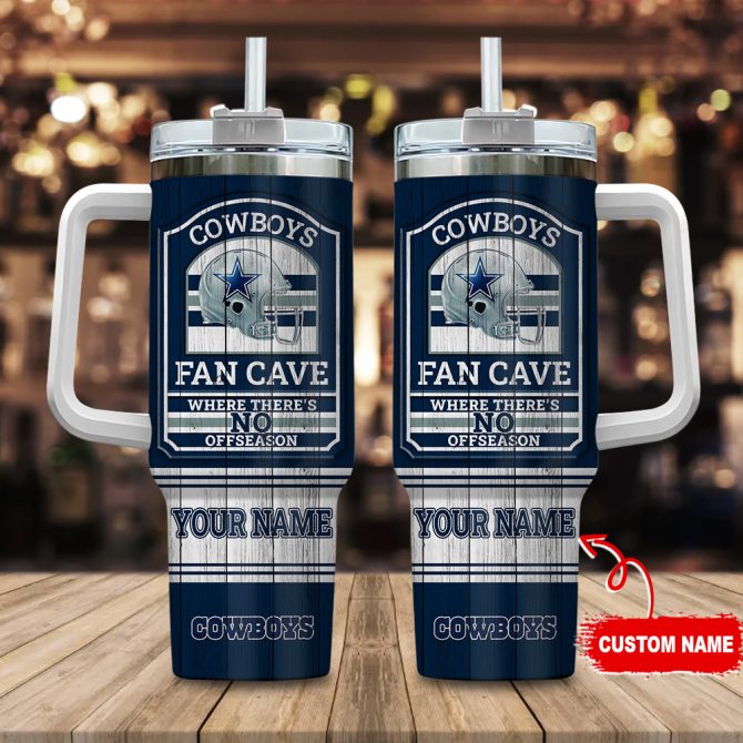 Dallas Cowboys Nfl Fan Cave Custom Stanley Quencher 40Oz Stainless Steel Tumbler With Handle