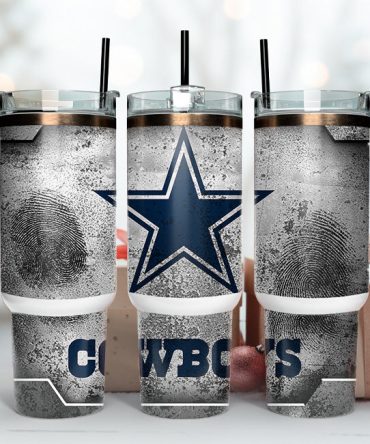 Dallas Cowboys Nfl Fingerprint Effect Custom Stanley Quencher 40Oz Stainless Steel Tumbler With Handle