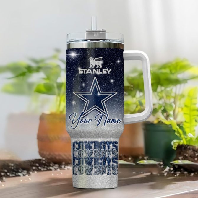 Dallas Cowboys Nfl Glitter Custom Stanley Quencher 40Oz Stainless Steel Tumbler With Handle - Image 2