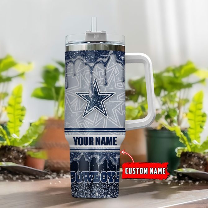 Dallas Cowboys Nfl Glitter Custom Stanley Quencher 40Oz Stainless Steel Tumbler With Handle - Image 2