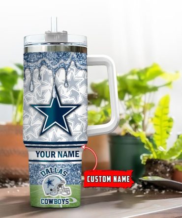 Dallas Cowboys Nfl Glitter Custom Stanley Quencher 40Oz Stainless Steel Tumbler With Handle