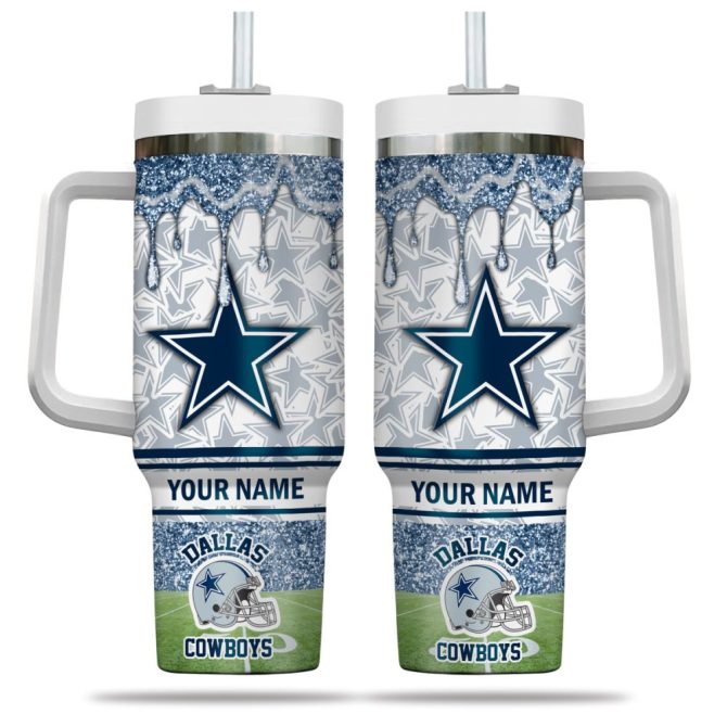 Dallas Cowboys Nfl Glitter Custom Stanley Quencher 40Oz Stainless Steel Tumbler With Handle - Image 2