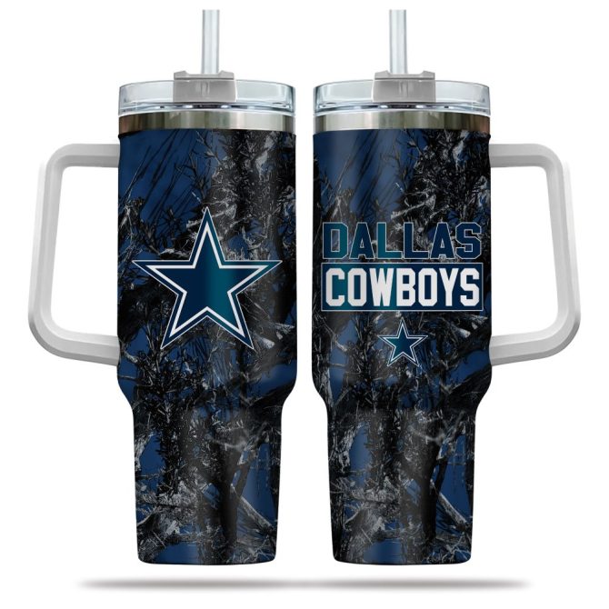 Dallas Cowboys Nfl Hunting Custom Stanley Quencher 40Oz Stainless Steel Tumbler With Handle