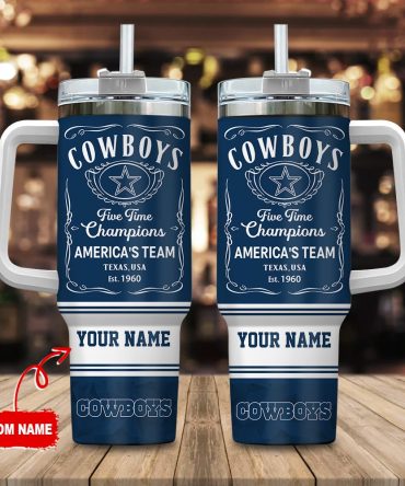 Dallas Cowboys Nfl Custom Stanley Quencher 40Oz Stainless Steel Tumbler With Handle