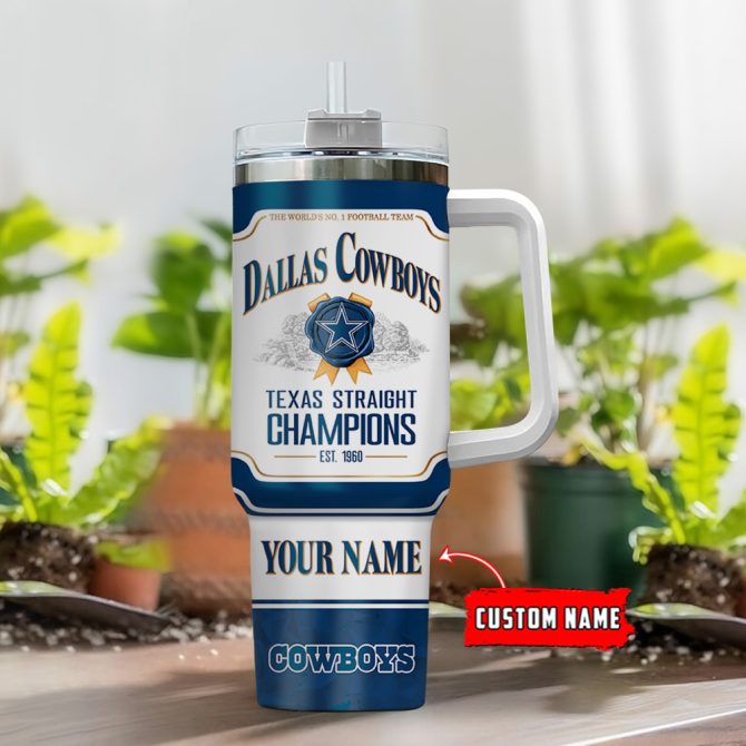 Dallas Cowboys Nfl Jim Beam Custom Stanley Quencher 40Oz Stainless Steel Tumbler With Handle - Image 2