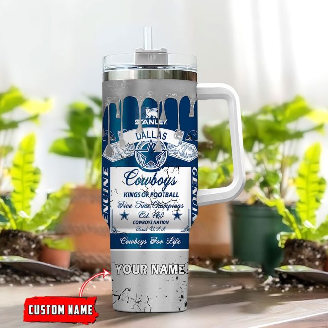 Dallas Cowboys Nfl Kings Of Football Custom Stanley Quencher 40Oz Stainless Steel Tumbler With Handle - Image 2