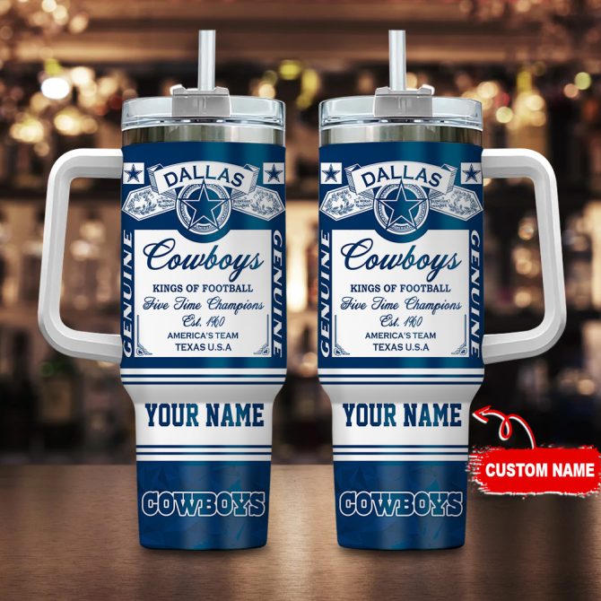 Dallas Cowboys Nfl Kings Of Football Custom Stanley Quencher 40Oz Stainless Steel Tumbler With Handle