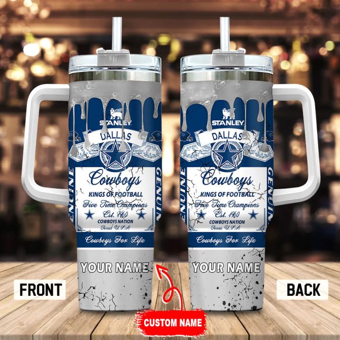Dallas Cowboys Nfl Kings Of Football Custom Stanley Quencher 40Oz Stainless Steel Tumbler With Handle