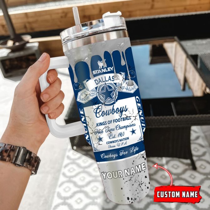 Dallas Cowboys Nfl Kings Of Football Custom Stanley Quencher 40Oz Stainless Steel Tumbler With Handle - Image 3