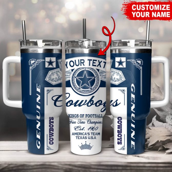 Dallas Cowboys Nfl Kings Of Football Custom Stanley Quencher 40Oz Stainless Steel Tumbler With Handle
