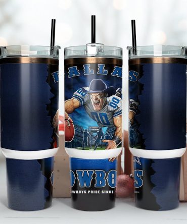 Dallas Cowboys Nfl Mascot Custom Stanley Quencher 40Oz Stainless Steel Tumbler With Handle