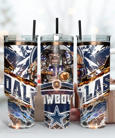 Dallas Cowboys Nfl Mascot Custom Stanley Quencher 40Oz Stainless Steel Tumbler With Handle