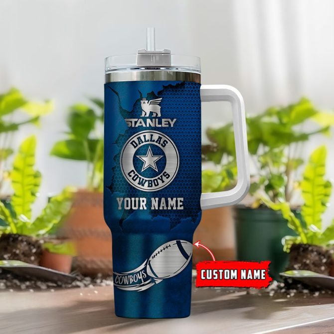 Dallas Cowboys Nfl Metal Style Custom Stanley Quencher 40Oz Stainless Steel Tumbler With Handle - Image 2
