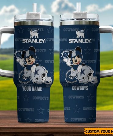 Dallas Cowboys Nfl Mickey Mouse Custom Stanley Quencher 40Oz Stainless Steel Tumbler With Handle