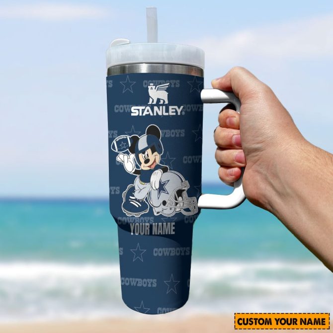 Dallas Cowboys Nfl Mickey Mouse Custom Stanley Quencher 40Oz Stainless Steel Tumbler With Handle - Image 2