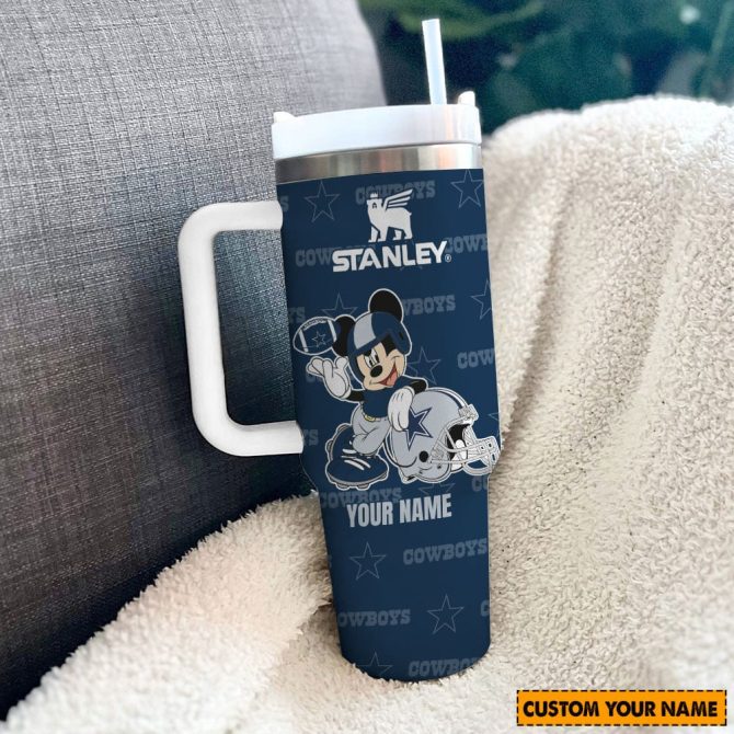 Dallas Cowboys Nfl Mickey Mouse Custom Stanley Quencher 40Oz Stainless Steel Tumbler With Handle - Image 3
