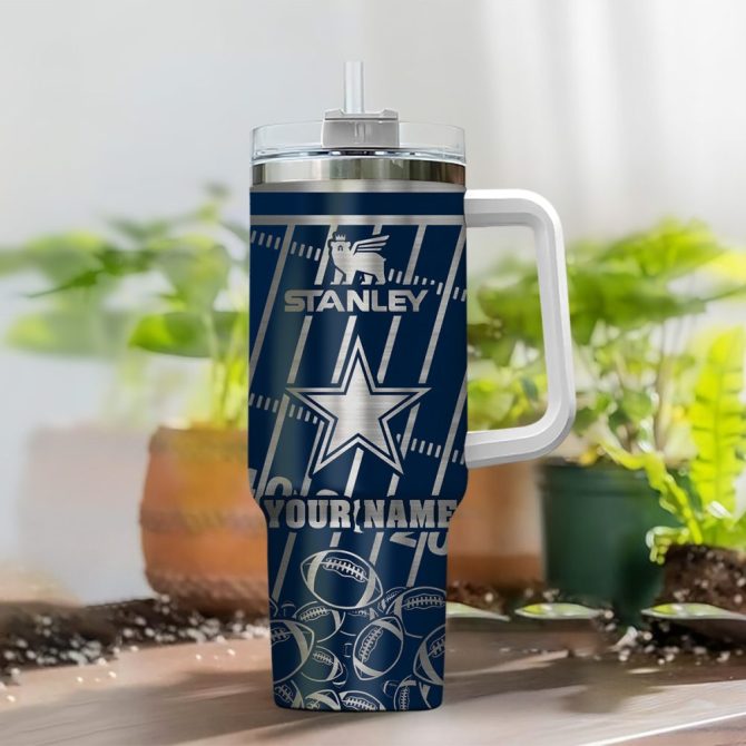 Dallas Cowboys Nfl Silver Custom Stanley Quencher 40Oz Stainless Steel Tumbler With Handle - Image 2