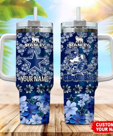 Dallas Cowboys Nfl Tropical Floral Custom Stanley Quencher 40Oz Stainless Steel