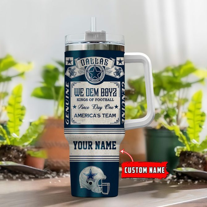 Dallas Cowboys Nfl Vintage Kings Of Football Custom Stanley Quencher 40Oz Stainless Steel Tumbler With Handle - Image 2