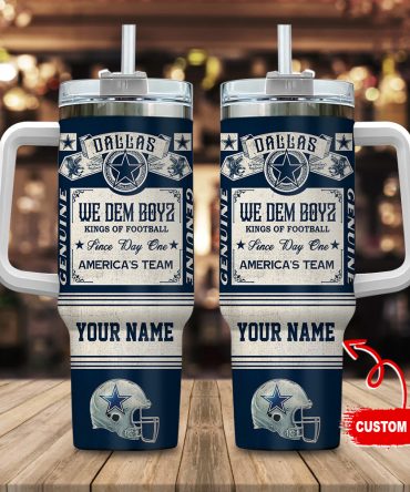 Dallas Cowboys Nfl Vintage Kings Of Football Custom Stanley Quencher 40Oz Stainless Steel Tumbler With Handle