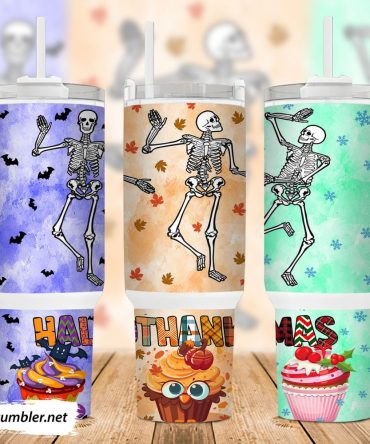 Dancing Skeleton Custom Stanley Quencher 40Oz Stainless Steel Tumbler With Handle