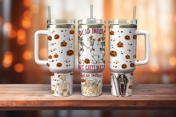Dancing Skeleton Custom Stanley Quencher 40Oz Stainless Steel Tumbler With Handle
