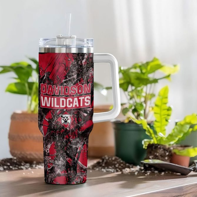 Davidson Wildcats Ncaa Hunting Custom Stanley Quencher 40Oz Stainless Steel Tumbler With Handle - Image 4