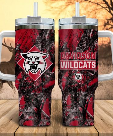 Davidson Wildcats Ncaa Hunting Custom Stanley Quencher 40Oz Stainless Steel Tumbler With Handle