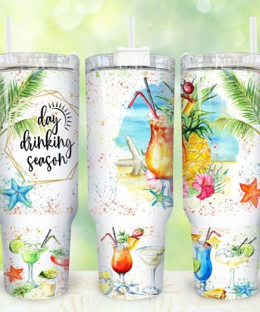 Day Drinking Season Custom Stanley Quencher 40Oz Stainless Steel Tumbler With Handle